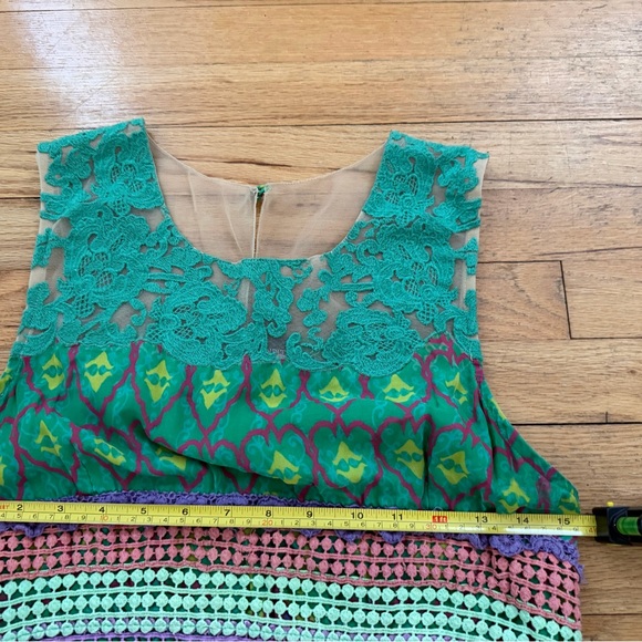 Hemant & Nandita Anthropologie Mintzita Maxi Dress Green Silk Large - Picture 7 of 9